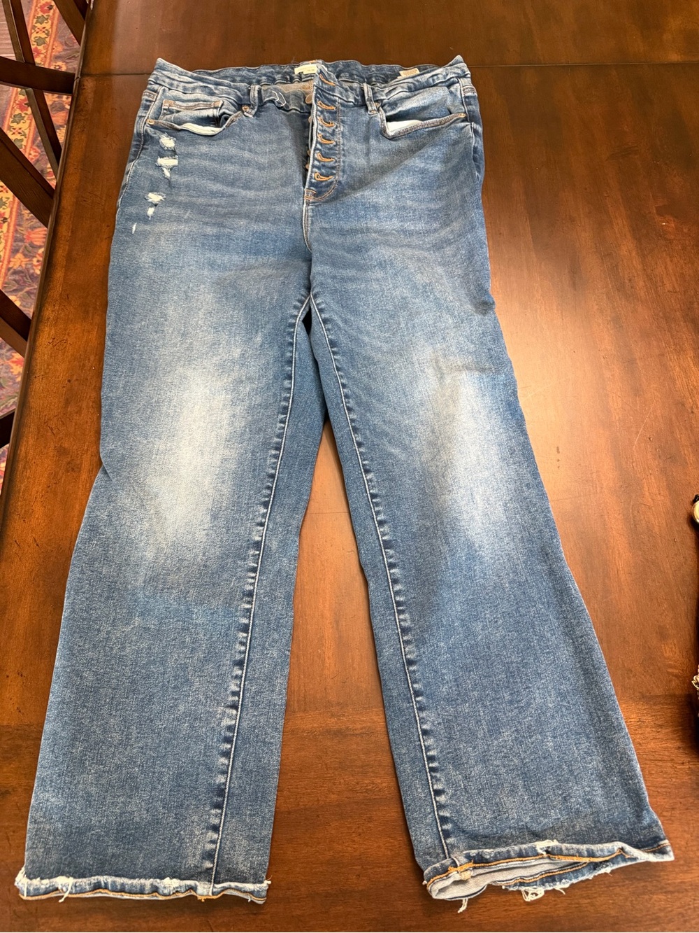 Good American Light Blue Flare Jeans with Button Fly